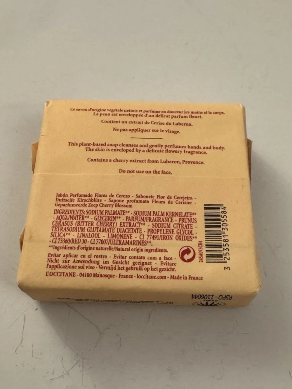 L'Occitane en Provence Cherry Blossom Perfumed Bar Soap 1.7oz Travel CS5